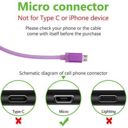 หัวโลหะสไตล์ตาข่ายขนาด 25 ซม. Micro USB เข้ากับ USB 2.0 Data / Charger Cable