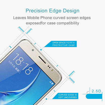 50 ชิ้น HAWEEL 0.26 มิลลิเมตร 9H + ความแข็งพื้นผิว 2.5D ฟิล์มกระจกนิรภัยป้องกันการระเบิดสำหรับ Galaxy J7 / J700, For Galaxy J7 / J700