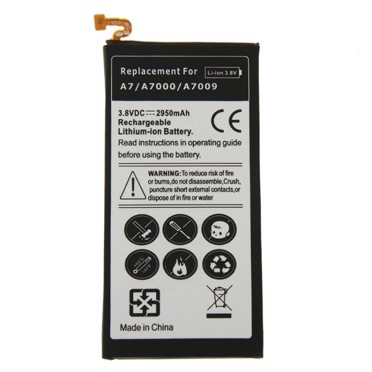 แบตเตอรี่ลิเธียมไอออนแบบรีชาร์จความจุสูง 2950mAh สำหรับ Galaxy A7 / A700 / A700S, For A7 / A700F