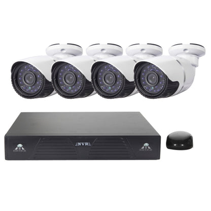 ชุด NVR กล้อง IP Bullet IP 4CH H.264 720P, การมองเห็นกลางคืน IR 30 ม., รองรับอินพุตวิดีโอ / เสียง, 4CH H.264 720P