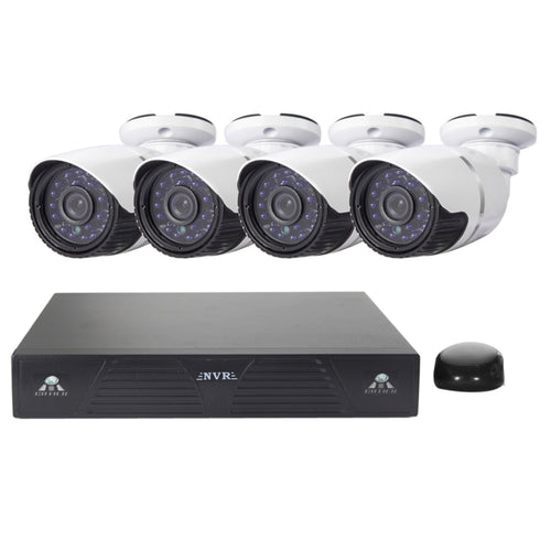 ชุด NVR กล้อง IP Bullet IP 4CH H.264 720P, การมองเห็นกลางคืน IR 30 ม., รองรับอินพุตวิดีโอ / เสียง, 4CH H.264 720P