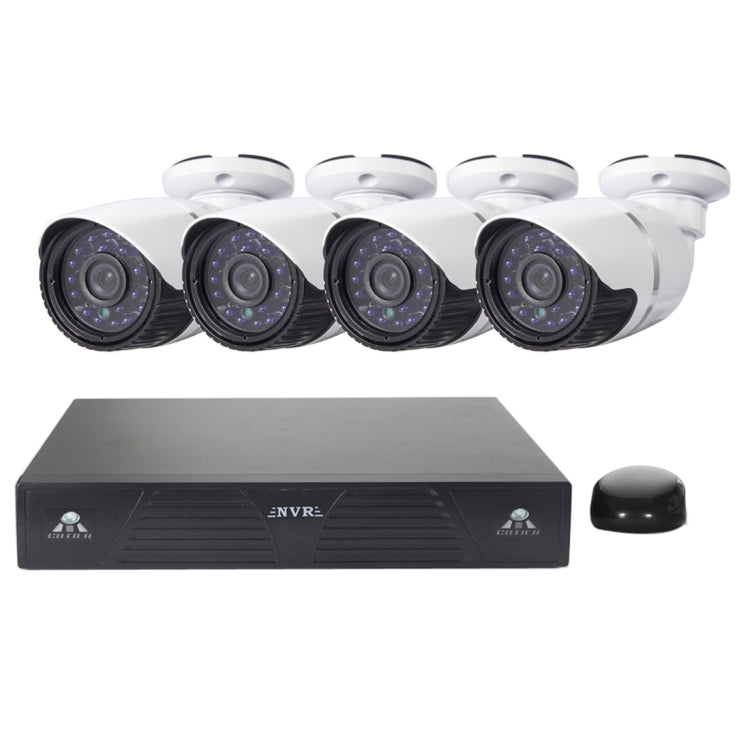 ชุด NVR กล้อง IP Bullet IP 4CH H.264 720P, การมองเห็นกลางคืน IR 30 ม., รองรับอินพุตวิดีโอ / เสียง, 4CH H.264 720P