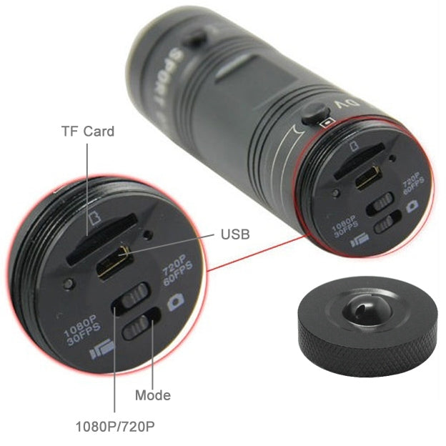 กล้องหมวกกันน็อค F9 Full HD 1080P / กล้องกีฬา / กล้องจักรยาน, รองรับการ์ด TF, เลนส์มุมกว้าง 120 องศา, F9