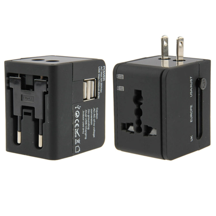 นานาชาติ 2.1A 2-USB EU / AU / UK / US ปลั๊กอะแดปเตอร์สากลสำหรับเดินทาง, 2.1A