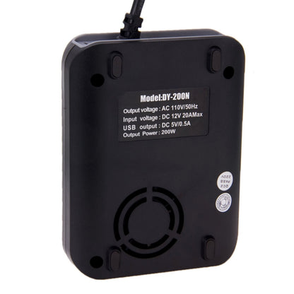 DY-200N, 200W DC 12V เป็น AC รถอินเวอร์เตอร์ไฟฟ้าพร้อมพอร์ต USB 500mA และปลั๊กไฟ EU / US, 110V, DY-200N