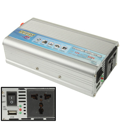 เครื่องแปลงไฟรถยนต์ 500W DC 12V เป็น AC 220V พร้อมพอร์ต USB, 500W DC 12V to AC 220V