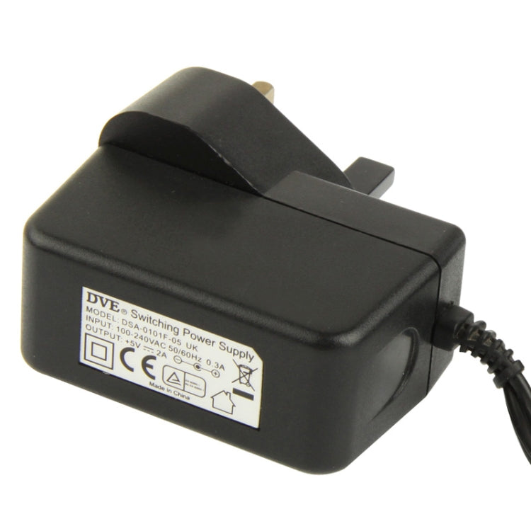 ปลั๊ก UK คุณภาพสูง AC 100-240V ถึง DC 5V 2A Power Adapter, เคล็ดลับ: 5.5 x 2.5 มม., ความยาวสายเคเบิล: 1.8 ม.