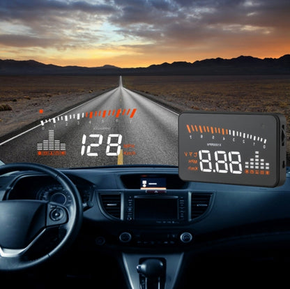 X5 HUD จอแสดงผลบนกระจกหน้ารถอเนกประสงค์ขนาด 3 นิ้วพร้อมระบบ OBDII EOBD, เซ็นเซอร์ตรวจจับแสง, ความเร็วในการหมุน, หน่วยความเร็วในการหมุน, เครื่องหมายหน่วย, แรงดันไฟฟ้า, อุณหภูมิของน้ำ, เครื่องหมายเตือน, X5 HUD 3 inch