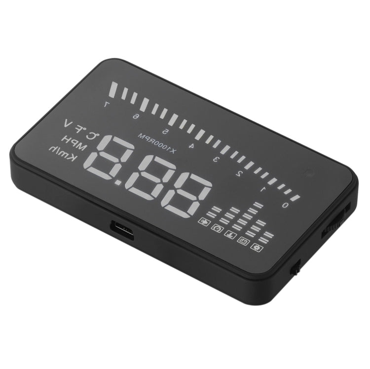 X5 HUD จอแสดงผลบนกระจกหน้ารถอเนกประสงค์ขนาด 3 นิ้วพร้อมระบบ OBDII EOBD, เซ็นเซอร์ตรวจจับแสง, ความเร็วในการหมุน, หน่วยความเร็วในการหมุน, เครื่องหมายหน่วย, แรงดันไฟฟ้า, อุณหภูมิของน้ำ, เครื่องหมายเตือน, X5 HUD 3 inch