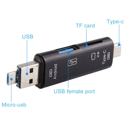 D-188 3 in 1 TF และ USB เป็น Micro USB และเครื่องอ่านการ์ด Type-C ขั้วต่ออะแดปเตอร์ OTG