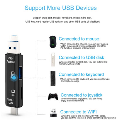 D-188 3 in 1 TF และ USB เป็น Micro USB และเครื่องอ่านการ์ด Type-C ขั้วต่ออะแดปเตอร์ OTG