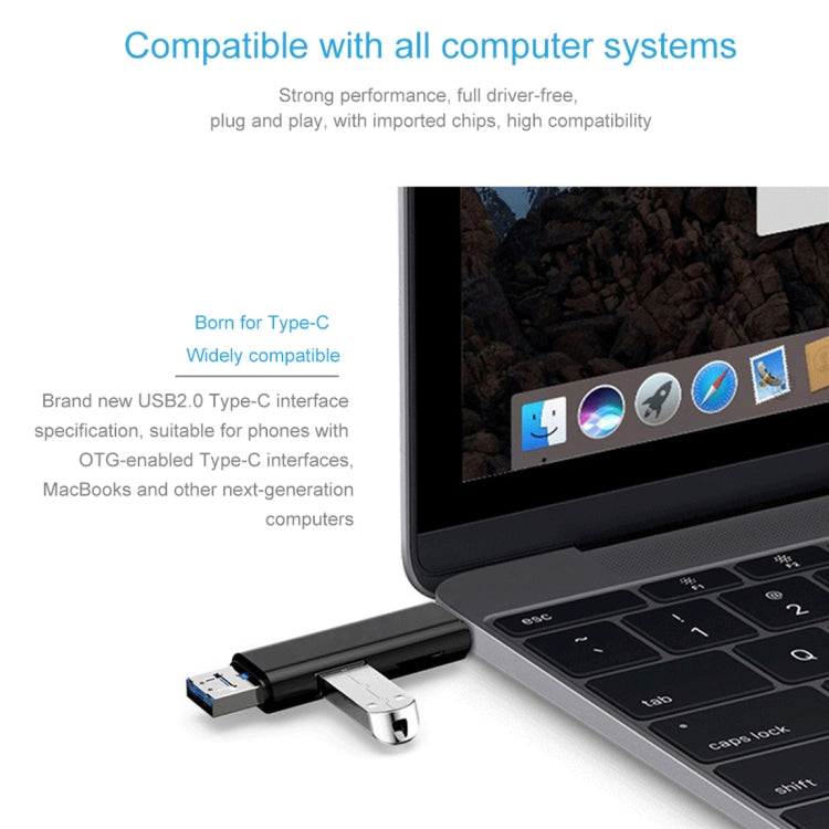 D-188 3 in 1 TF และ USB เป็น Micro USB และเครื่องอ่านการ์ด Type-C ขั้วต่ออะแดปเตอร์ OTG