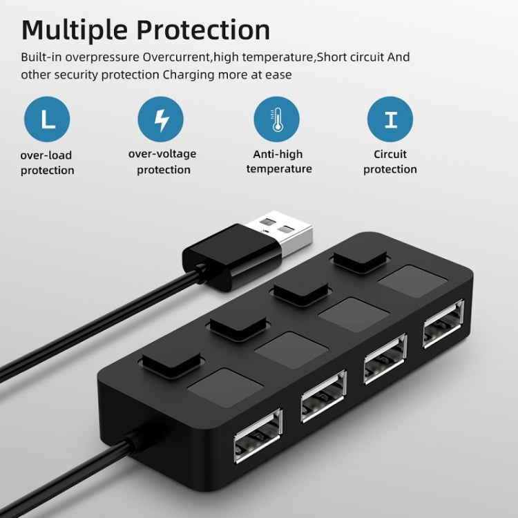 4 พอร์ต USB 2.0 HUB พร้อม 4 สวิตช์, 4 Ports with 4 Switch (Black), 4 Ports with 4 Switch (White)