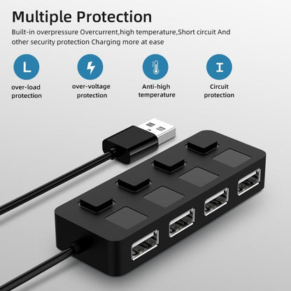 4 พอร์ต USB 2.0 HUB พร้อม 4 สวิตช์, 4 Ports with 4 Switch (Black), 4 Ports with 4 Switch (White)