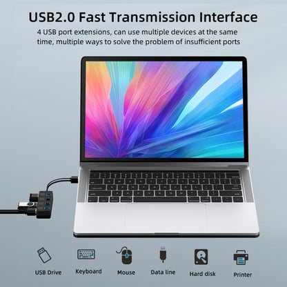 4 พอร์ต USB 2.0 HUB พร้อม 4 สวิตช์, 4 Ports with 4 Switch (Black), 4 Ports with 4 Switch (White)