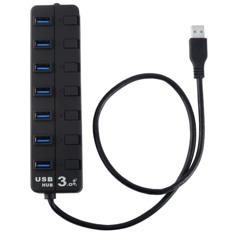 7 พอร์ต USB 3.0 Hub พร้อมสวิตช์แยกสำหรับแต่ละพอร์ตการถ่ายโอนข้อมูล, 7 Ports (Black)