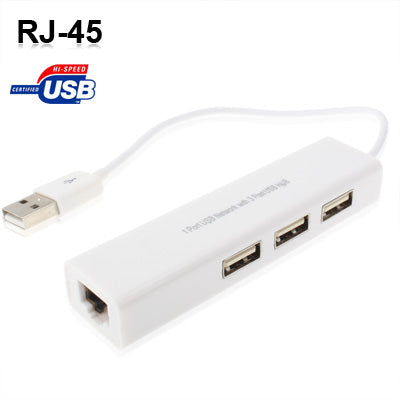 เครือข่าย USB 1 พอร์ตพร้อมฮับ USB 3 พอร์ตเข้ากับการ์ดอะแดปเตอร์ Lan Ethernet RJ45 ตัวเมีย, USB 2.0