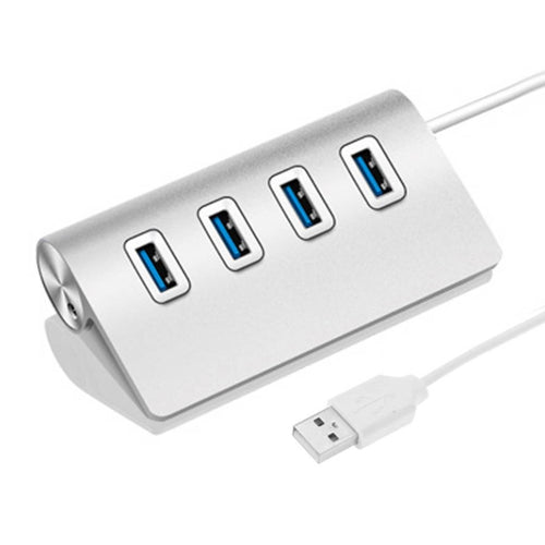 ความเร็วสูง 5Gbps 4 พอร์ต USB 3.0 HUB ตัวแยก USB อลูมิเนียมแบบพกพา รองรับ 2TB, 4 Ports (Silver)