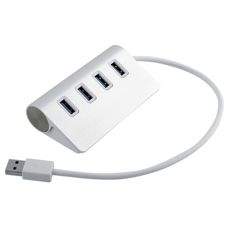 ความเร็วสูง 5Gbps 4 พอร์ต USB 3.0 HUB ตัวแยก USB อลูมิเนียมแบบพกพา รองรับ 2TB, 4 Ports (Silver)