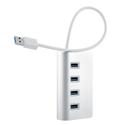 ความเร็วสูง 5Gbps 4 พอร์ต USB 3.0 HUB ตัวแยก USB อลูมิเนียมแบบพกพา รองรับ 2TB, 4 Ports (Silver)