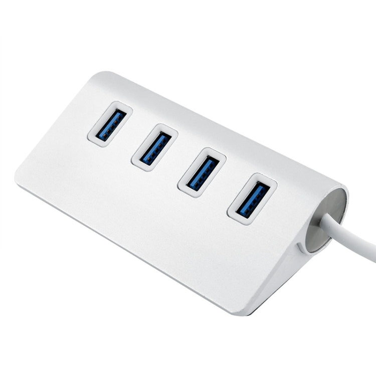 ความเร็วสูง 5Gbps 4 พอร์ต USB 3.0 HUB ตัวแยก USB อลูมิเนียมแบบพกพา รองรับ 2TB, 4 Ports (Silver)