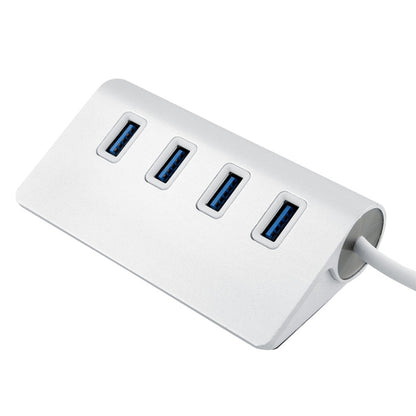 ความเร็วสูง 5Gbps 4 พอร์ต USB 3.0 HUB ตัวแยก USB อลูมิเนียมแบบพกพา รองรับ 2TB, 4 Ports (Silver)