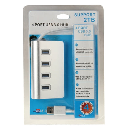 ความเร็วสูง 5Gbps 4 พอร์ต USB 3.0 HUB ตัวแยก USB อลูมิเนียมแบบพกพา รองรับ 2TB, 4 Ports (Silver)