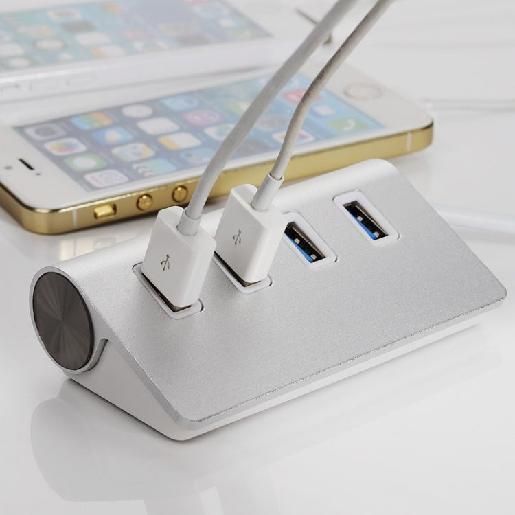 ความเร็วสูง 5Gbps 4 พอร์ต USB 3.0 HUB ตัวแยก USB อลูมิเนียมแบบพกพา รองรับ 2TB, 4 Ports (Silver)