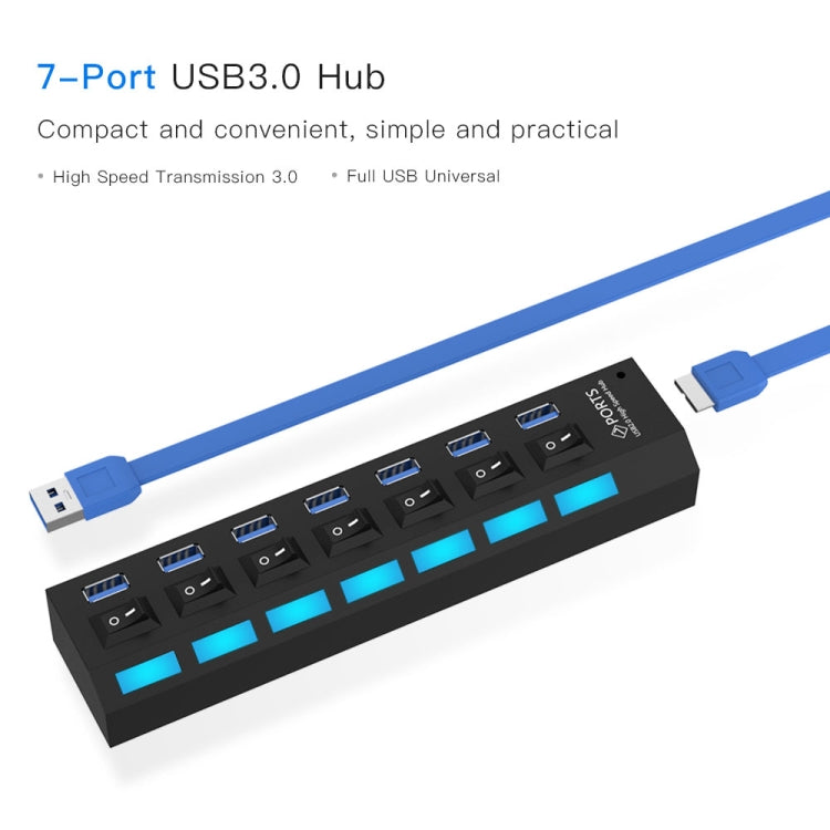 7 พอร์ต USB 3.0 HUB, ความเร็วสูงสุด 5Gbps, Plug and Play, รองรับ 1TB, 7 Ports (Black), 7 Ports (White)