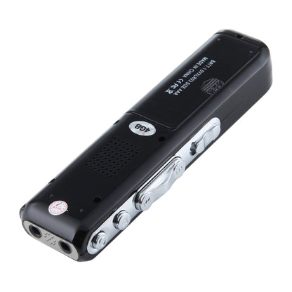 เครื่องบันทึกเสียงดิจิตอล 4GB เครื่องอัดเสียง MP3, รองรับการบันทึกโทรศัพท์, ฟังก์ชั่น VOX (สีดำ)
