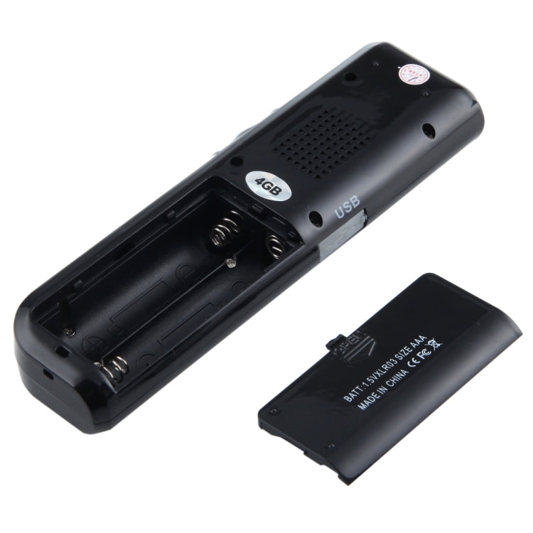 เครื่องบันทึกเสียงดิจิตอล 4GB เครื่องอัดเสียง MP3, รองรับการบันทึกโทรศัพท์, ฟังก์ชั่น VOX (สีดำ)