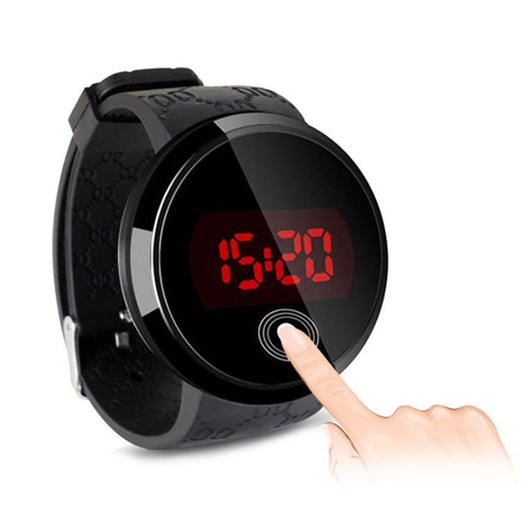 หน้าจอสัมผัส LED นาฬิกาดิจิตอลนาฬิกาข้อมือนาฬิกาสายรัดซิลิโคน (สีขาว)
