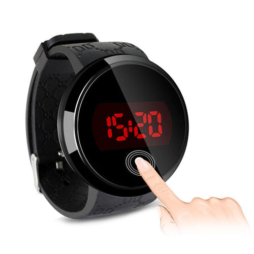 หน้าจอสัมผัส LED นาฬิกาดิจิตอลนาฬิกาข้อมือนาฬิกาสายรัดซิลิโคน (สีขาว)