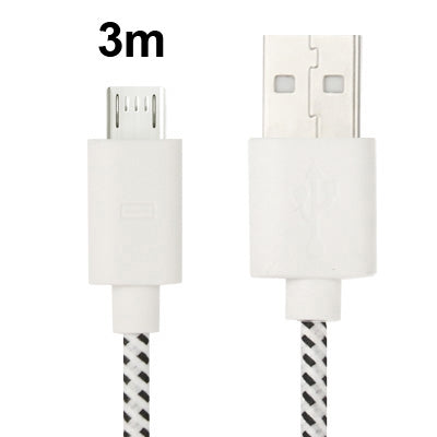 Nylon Netting Style Micro 5 Pin USB Data Transfer / Charge Cable, ความยาว: 3 ม