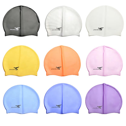 หมวกว่ายน้ำซิลิโคนยืดหยุ่นสไตล์สีเพียวคัลเลอร์ / หมวกว่ายน้ำ, SC301 White, SC309 Purple, SC208 Black