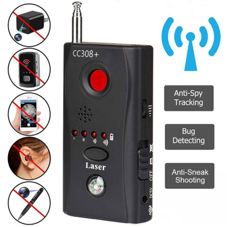CC308+ Multi-Detector Full-Range All-Round Detector สำหรับกล้องจิ๋วที่ซ่อนอยู่ / เลนส์ IP / GMS / RF เครื่องตรวจจับสัญญาณ Finder, CC308+ Detector