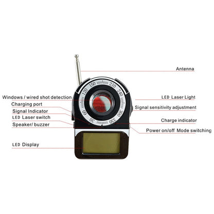 CC-309 Full Band Detector พร้อมจอแสดงผล LED, ช่วงความถี่การตรวจจับ: 1MHz-6500MHz, CC-309