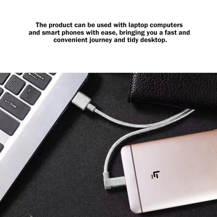 1.2 ม. 2A 90 สายทองแดงทอข้อศอก USB-C / Type-C 3.1 ถึง USB 2.0 ข้อมูล / สายชาร์จ