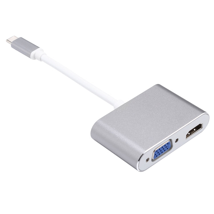 2 in 1 VGA และ HDMI Female เป็น USB-C / Type-C Male Hub Splitter Adapter, VGA+HDMI