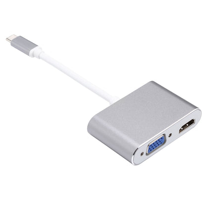 2 in 1 VGA และ HDMI Female เป็น USB-C / Type-C Male Hub Splitter Adapter, VGA+HDMI
