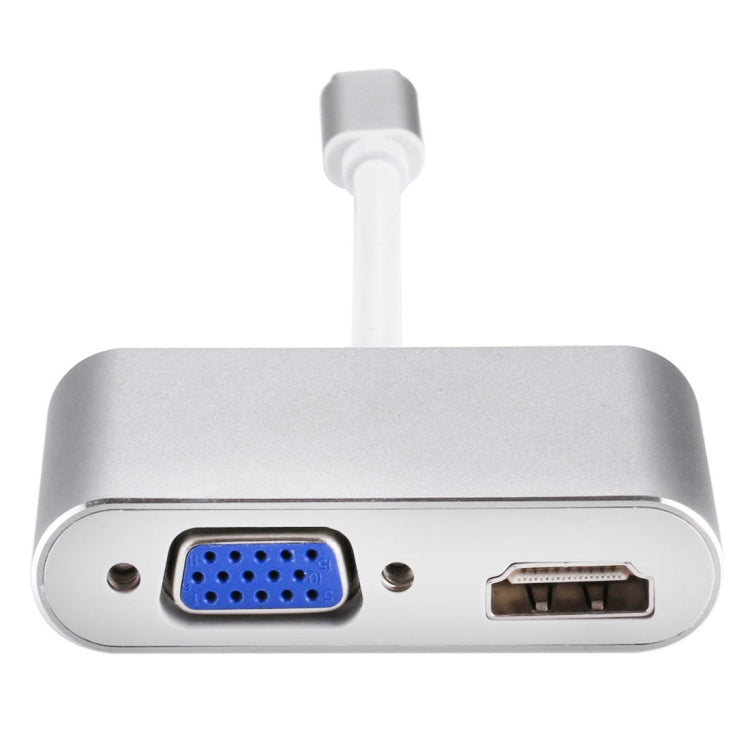 2 in 1 VGA และ HDMI Female เป็น USB-C / Type-C Male Hub Splitter Adapter, VGA+HDMI