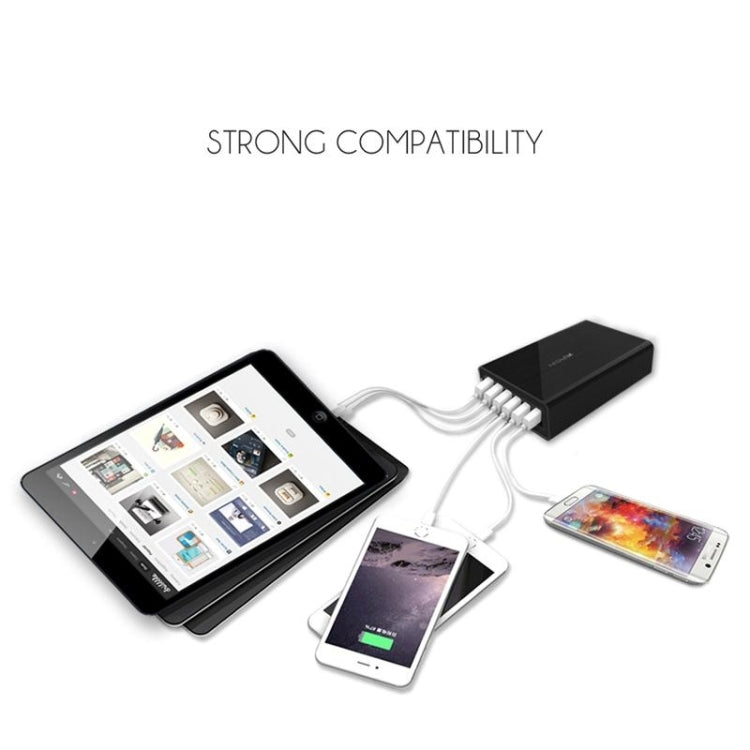 VEDFUN TurboCube D620 หกพอร์ต Quick Charge 3.0 + เทคโนโลยี SDDC เครื่องชาร์จ USB, ปลั๊ก EU / US / UK