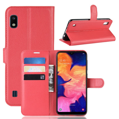 ซองหนังพลิกแนวนอนเนื้อลิ้นจี่สำหรับ Galaxy A10 พร้อมกระเป๋าสตางค์และที่ใส่และช่องเสียบการ์ด, For Galaxy A10  (1), For Galaxy A10 (1), For Galaxy A10