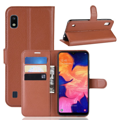 ซองหนังพลิกแนวนอนเนื้อลิ้นจี่สำหรับ Galaxy A10 พร้อมกระเป๋าสตางค์และที่ใส่และช่องเสียบการ์ด, For Galaxy A10  (1), For Galaxy A10 (1), For Galaxy A10