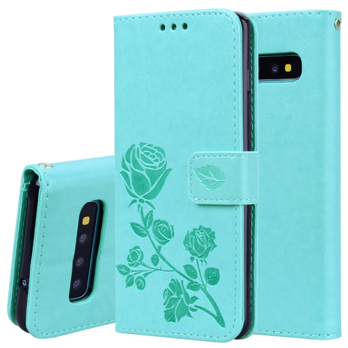 ซองหนัง PU แบบพลิกแนวนอนลายดอกกุหลาบสำหรับ Galaxy S10 Plus พร้อมตัวยึดและช่องเสียบการ์ดและกระเป๋าสตางค์, For Samsung Galaxy S10 Plus