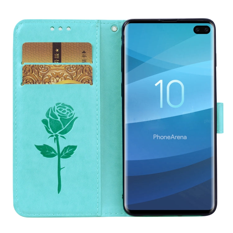 ซองหนัง PU แบบพลิกแนวนอนลายดอกกุหลาบสำหรับ Galaxy S10 Plus พร้อมตัวยึดและช่องเสียบการ์ดและกระเป๋าสตางค์, For Samsung Galaxy S10 Plus