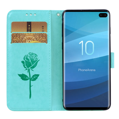 ซองหนัง PU แบบพลิกแนวนอนลายดอกกุหลาบสำหรับ Galaxy S10 Plus พร้อมตัวยึดและช่องเสียบการ์ดและกระเป๋าสตางค์, For Samsung Galaxy S10 Plus