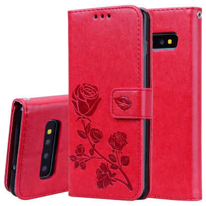 ซองหนัง PU แบบพลิกแนวนอนลายดอกกุหลาบสำหรับ Galaxy S10 Plus พร้อมตัวยึดและช่องเสียบการ์ดและกระเป๋าสตางค์, For Samsung Galaxy S10 Plus
