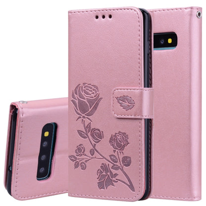 ซองหนัง PU แบบพลิกแนวนอนลายดอกกุหลาบสำหรับ Galaxy S10 Plus พร้อมตัวยึดและช่องเสียบการ์ดและกระเป๋าสตางค์, For Samsung Galaxy S10 Plus