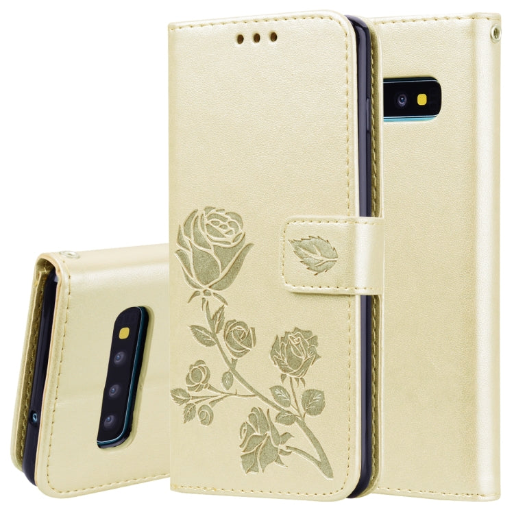 ซองหนัง PU แบบพลิกแนวนอนลายดอกกุหลาบสำหรับ Galaxy S10 พร้อมตัวยึดและช่องเสียบการ์ดและกระเป๋าสตางค์, For Samsung Galaxy S10